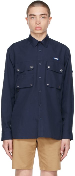 Burberry Navy Logo Appliqué Technical Shirt Burberry Navy Logo Appliqué Technical Shirt