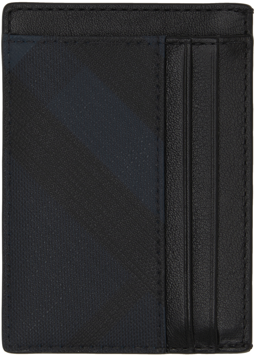 Burberry Navy London Check Money Clip Card Holder The Fashionisto