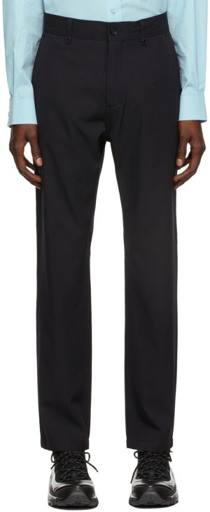Burberry Navy Technical Wool Monogram Tailored Trousers Burberry Navy Technical Wool Monogram Tailored Trousers