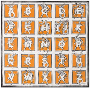 Burberry Orange Mythical Alphabet Square Scarf Burberry Orange Mythical Alphabet Square Scarf