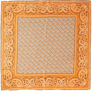 Burberry Orange Silk Paisley Monogram Square Scarf Burberry Orange Silk Paisley Monogram Square Scarf