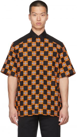 Burberry Orange & Black Check Tirley Short Sleeve Shirt Burberry Orange & Black Check Tirley Short Sleeve Shirt