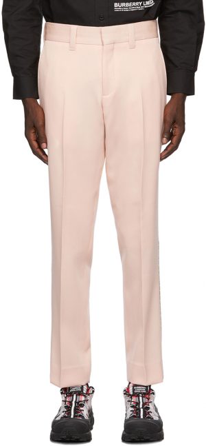 Burberry Pink Check Side Stripe Trousers Burberry Pink Check Side Stripe Trousers