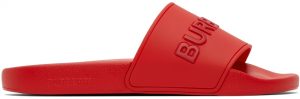 Burberry Red Embossed Logo Slides Burberry Red Embossed Logo Slides