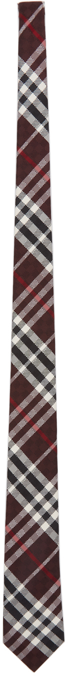 Burberry Red Silk Check Classic Cut Tie Burberry Red Silk Check Classic Cut Tie
