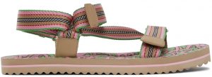 Burberry SSENSE Exclusive Pink & Green Patterson Flat Sandals Burberry SSENSE Exclusive Pink & Green Patterson Flat Sandals