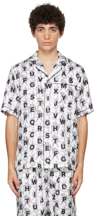 Burberry SSENSE Exclusive White Mythical Alphabet Silk Short Sleeve Shirt Burberry SSENSE Exclusive White Mythical Alphabet Silk Short Sleeve Shirt