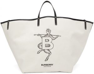 Burberry SSENSE Exclusive White Mythical Alphabet XL 'B' Faun Beach Tote Burberry SSENSE Exclusive White Mythical Alphabet XL 'B' Faun Beach Tote