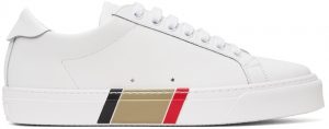 Burberry White Bio-Based Striped Sole Sneakers Burberry White Bio-Based Striped Sole Sneakers
