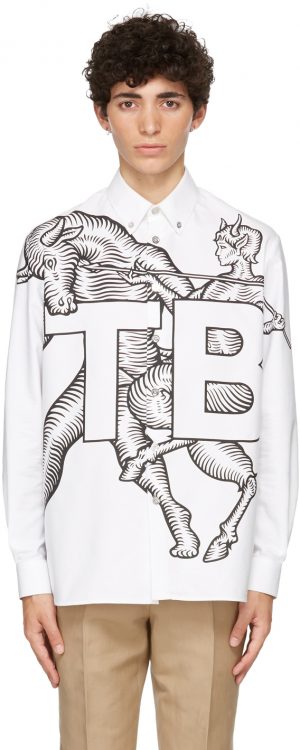 Burberry White Mythical Alphabet Exploded 'TB' Motif Shirt Burberry White Mythical Alphabet Exploded 'TB' Motif Shirt