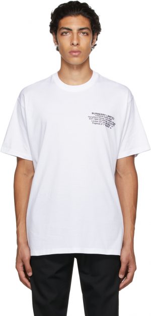 Burberry White Oversized Location Print T-Shirt Burberry White Oversized Location Print T-Shirt