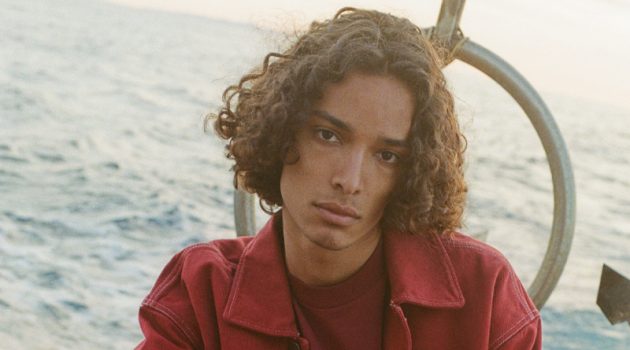 Djairo Mulder Goes Casual in American Vintage Essentials Djairo Mulder wears a red shirt jacket over a tee with corduroy pants from American Vintage.