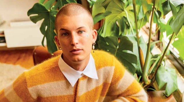 Gus Dapperton Spends a 'Cozy Weekend' with Vogue Man Hong Kong Arnaldo Anaya-Lucca photographs Gus Dapperton in a yellow striped sweater by Fendi for Vogue Man Hong Kong.