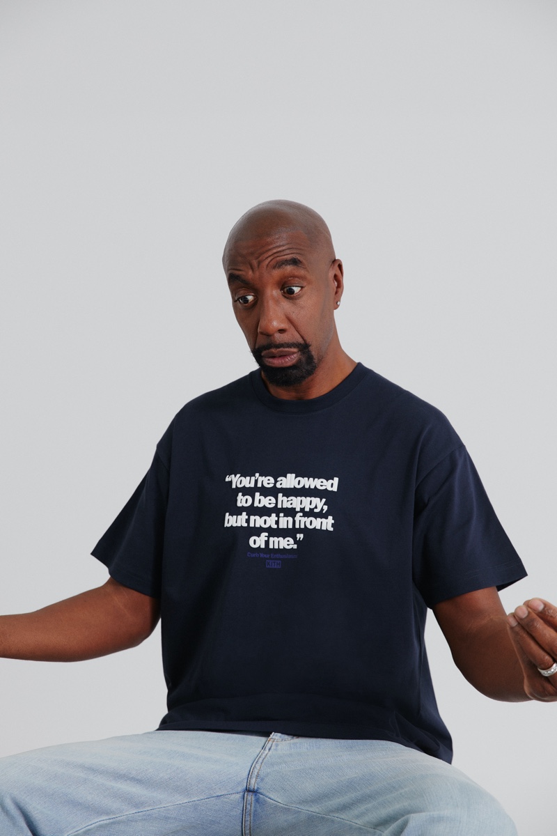 Wearing a t-shirt from the Kith x HBO Curb Your Enthusiasm capsule collection, actor J.B. Smoove takes the spotlight.