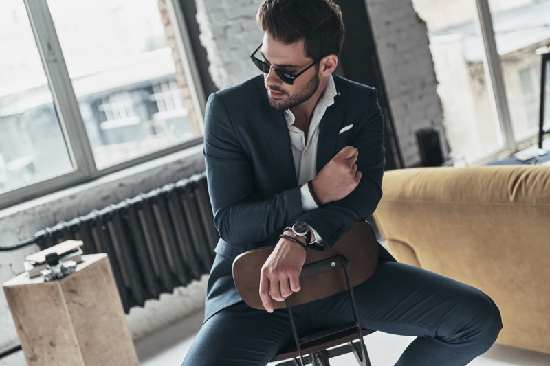 Male Model Sitting Suit Male Model Sitting Suit