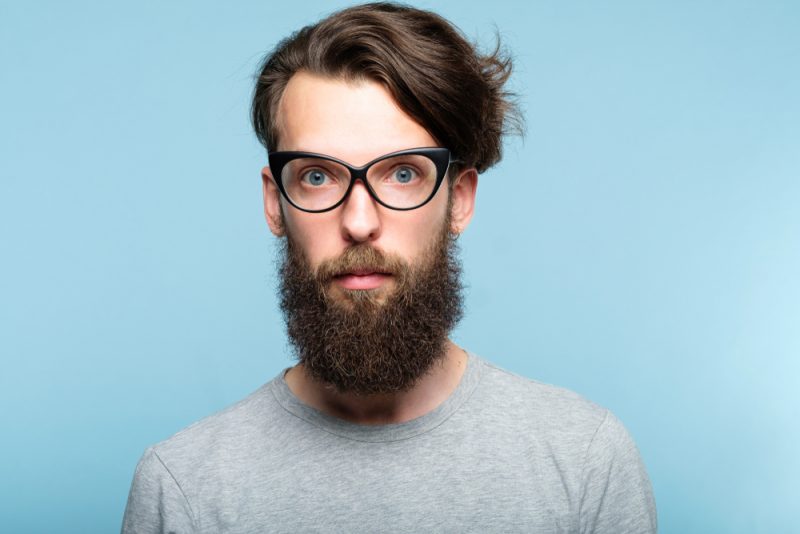 Man Wearing Cat Eye Glasses