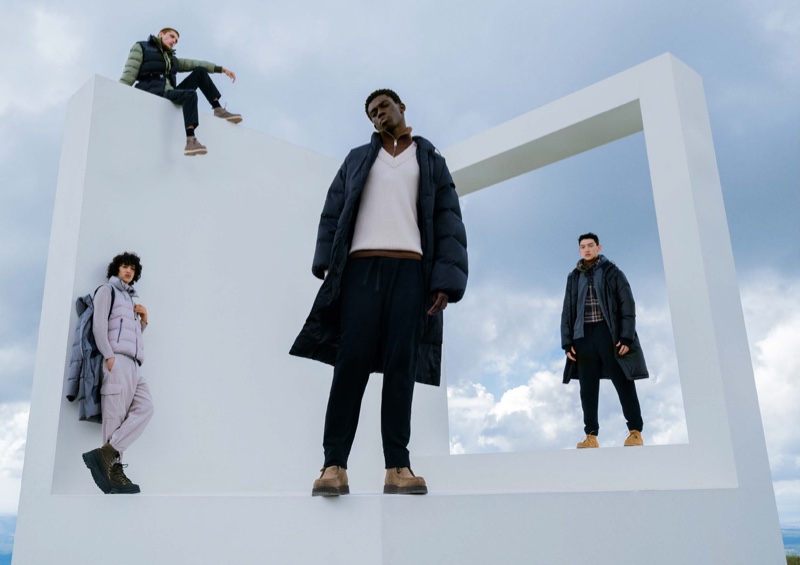 Models Bilel Ben Ahmed, Tom Rey, Ottawa Kwami, and Felix Cheong-Macleod appear in Marc O'Polo's fall-winter 2021 campaign.