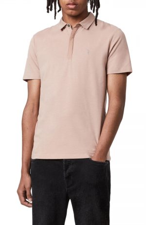 Men's Allsaints Brace Regular Fit Solid Polo, Size Medium - Pink Men's Allsaints Brace Regular Fit Solid Polo, Size Medium - Pink
