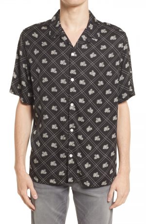 Men's Allsaints Men's Rose Relaxed Fit Floral Short Sleeve Button-Up Shirt, Size Medium - Black Men's Allsaints Men's Rose Relaxed Fit Floral Short Sleeve Button-Up Shirt, Size Medium - Black