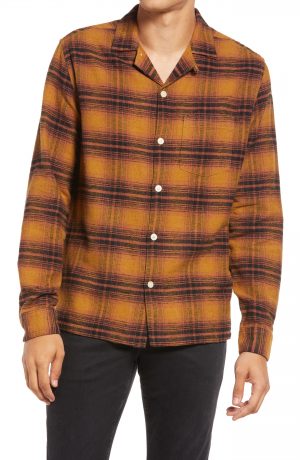 Men's Allsaints Ysidro Plaid Button-Up Shirt, Size Small - Yellow Men's Allsaints Ysidro Plaid Button-Up Shirt, Size Small - Yellow
