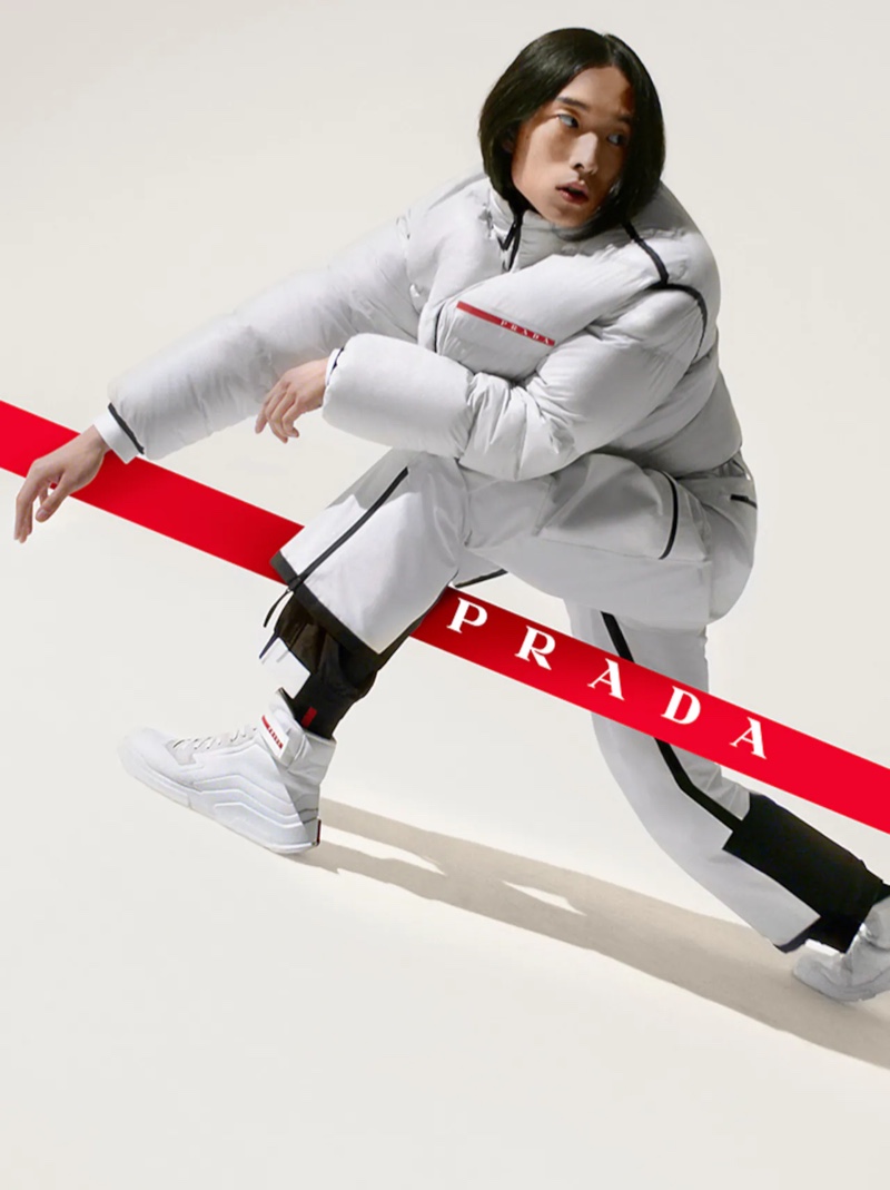 June (Tomorrow is Another Day) appears in the Prada Linea Rossa fall-winter 2021 campaign.