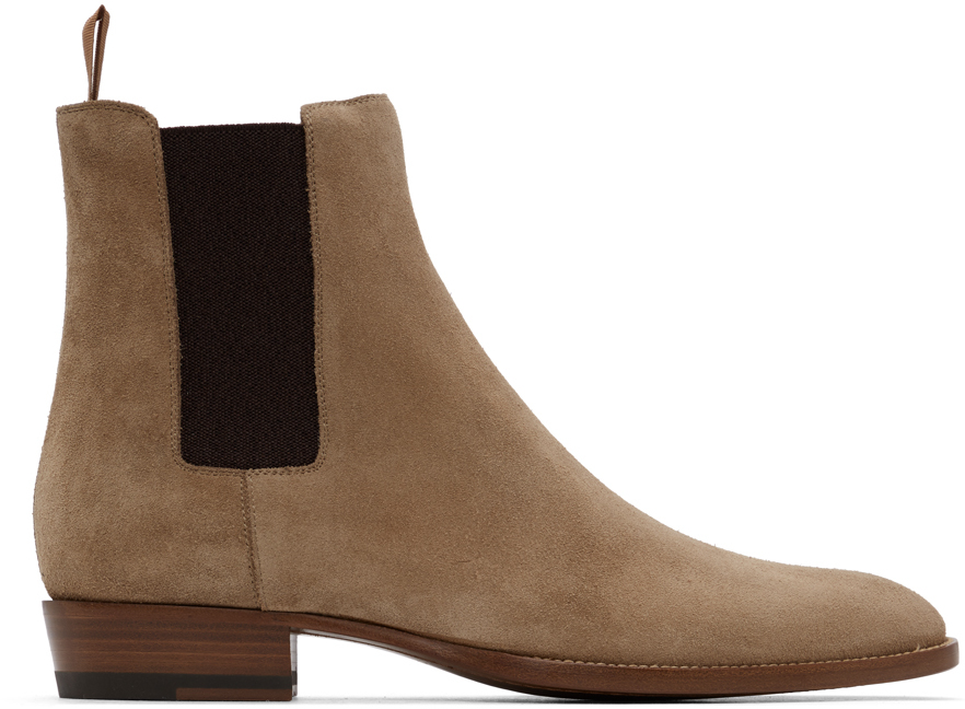 Saint Laurent Beige Suede Wyatt Chelsea Boots The Fashionisto