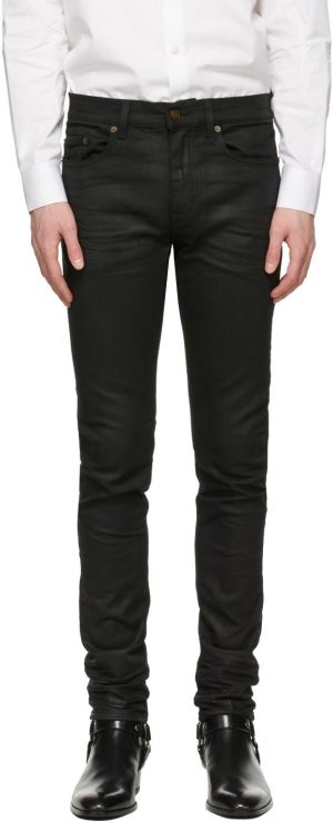 Saint Laurent Black Coated Skinny-Fit Jeans Saint Laurent Black Coated Skinny-Fit Jeans