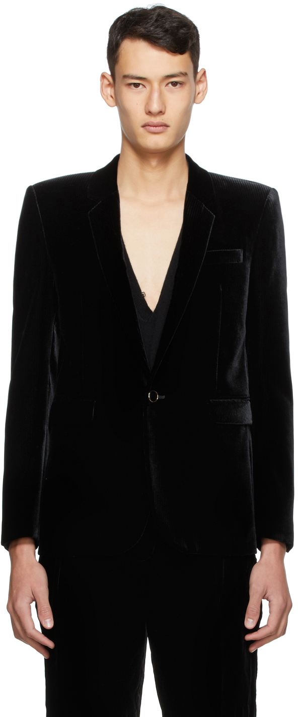 Saint Laurent Black Corduroy Long Jacket | The Fashionisto