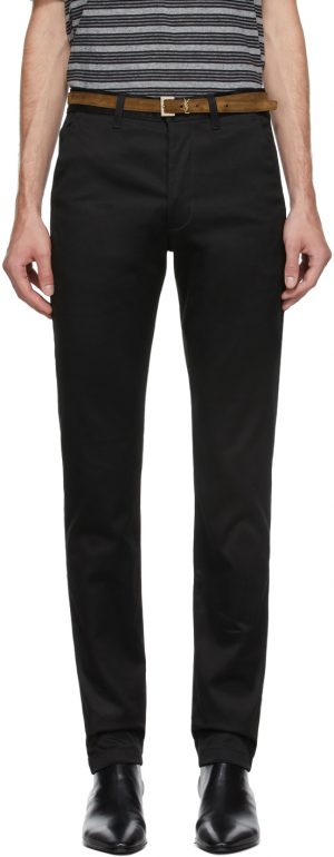 Saint Laurent Black Raw Chino Trousers Saint Laurent Black Raw Chino Trousers