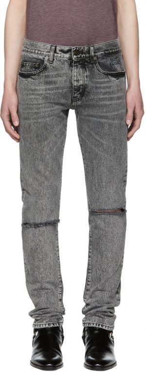 Saint Laurent Black Slit Knee Jeans Saint Laurent Black Slit Knee Jeans