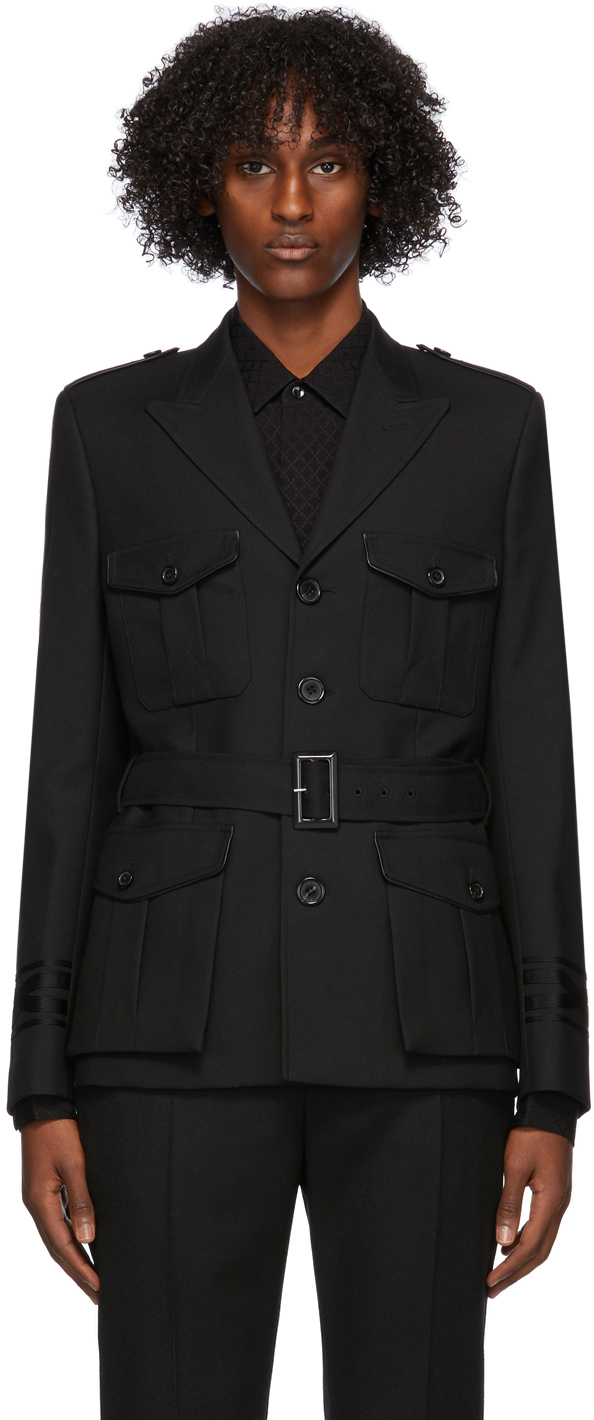 Saint Laurent Black Wool Military Blazer The Fashionisto