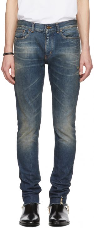 Saint Laurent Blue Skinny 5 Pocket Low Jeans Saint Laurent Blue Skinny 5 Pocket Low Jeans