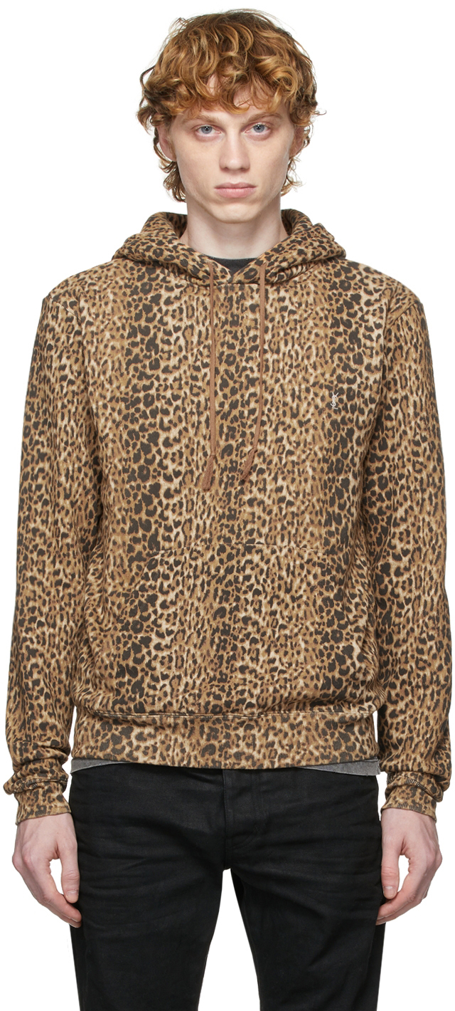 Saint Laurent Brown Leopard Hoodie | The Fashionisto