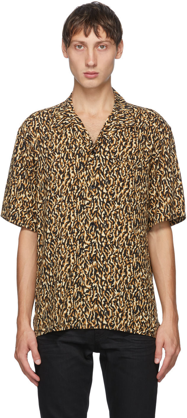 Saint Laurent Brown Shark Collar Shirt | The Fashionisto