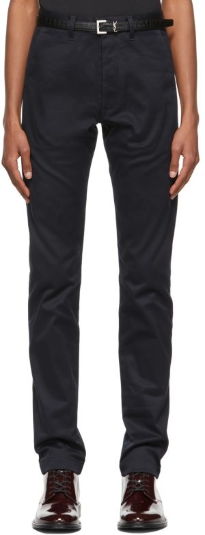 Saint Laurent Navy Gabardine Chino Trousers Saint Laurent Navy Gabardine Chino Trousers