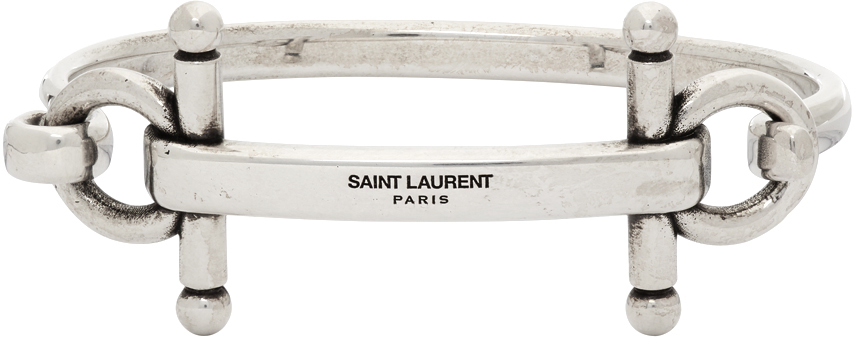 Saint Laurent Silver Double Omega Bar Bracelet | The Fashionisto