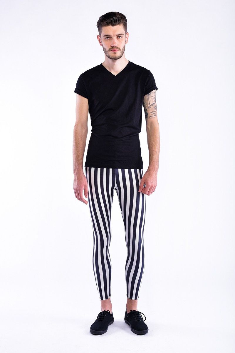 Striped Beetlejuice Mens Leggings Meggings