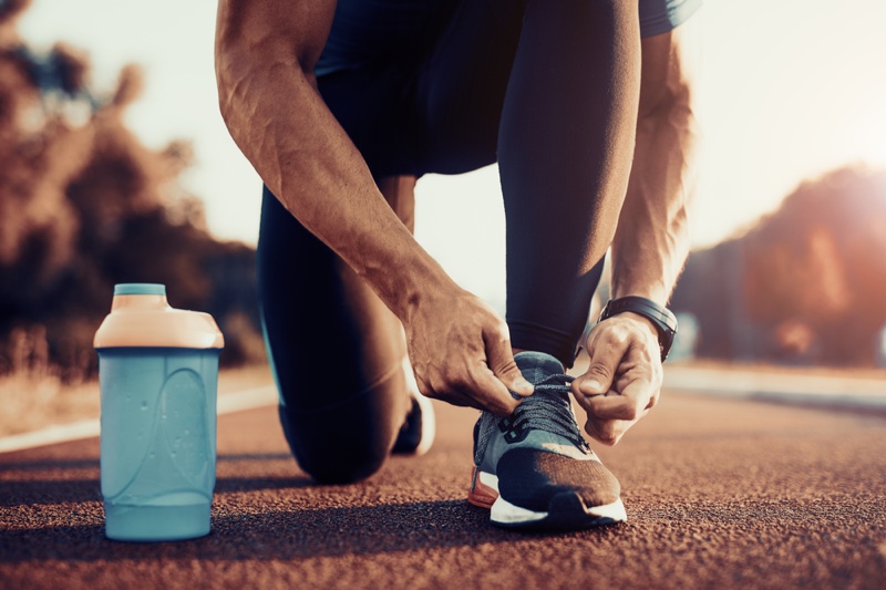 Tying Running Shoes Sneakers