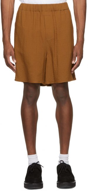 AMI Alexandre Mattiussi Brown Elasticized Waist Shorts AMI Alexandre Mattiussi Brown Elasticized Waist Shorts