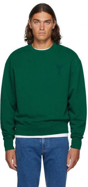 AMI Alexandre Mattiussi Green Ami de Caur Oversize Sweatshirt AMI Alexandre Mattiussi Green Ami de Caur Oversize Sweatshirt