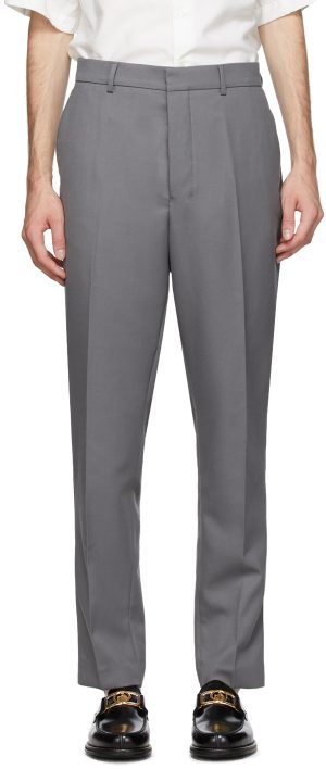 AMI Alexandre Mattiussi Grey Twill Carrot Trousers AMI Alexandre Mattiussi Grey Twill Carrot Trousers