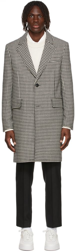 AMI Alexandre Mattiussi Houndstooth Long Coat AMI Alexandre Mattiussi Houndstooth Long Coat