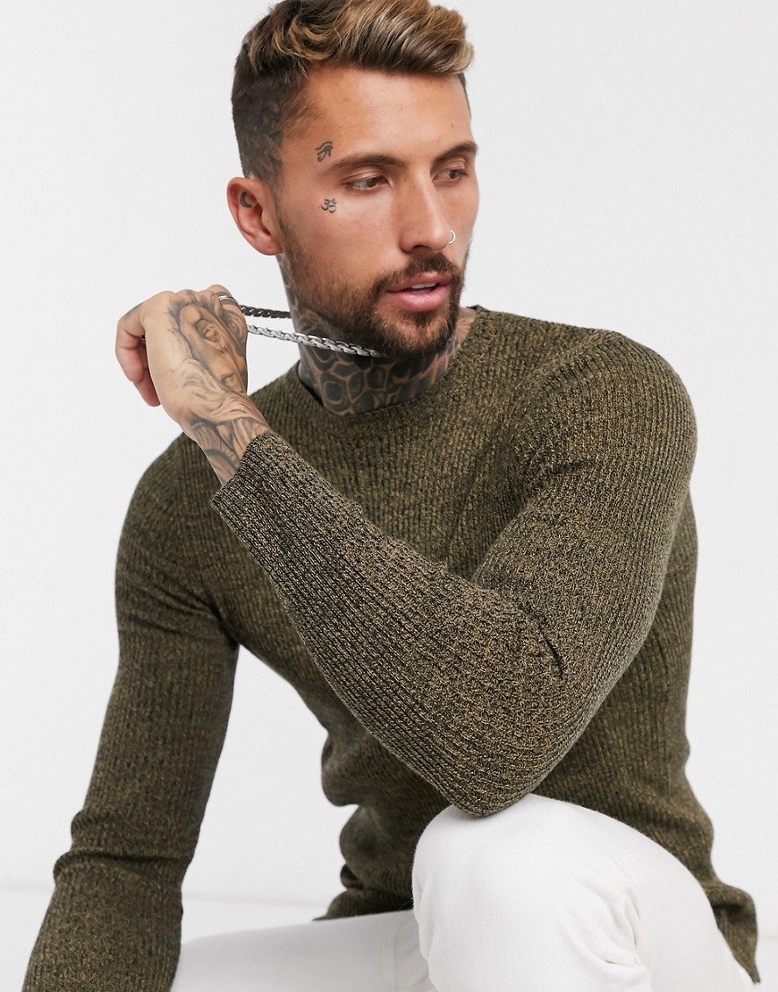 muscle fit ribbed sweater