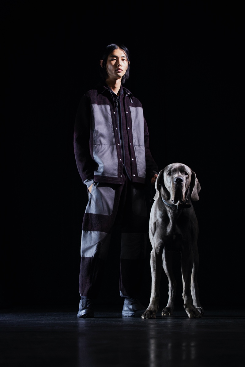 Tae Min Park models a CO-ORD look from the Mytheresa x BYBORRE capsule collection.