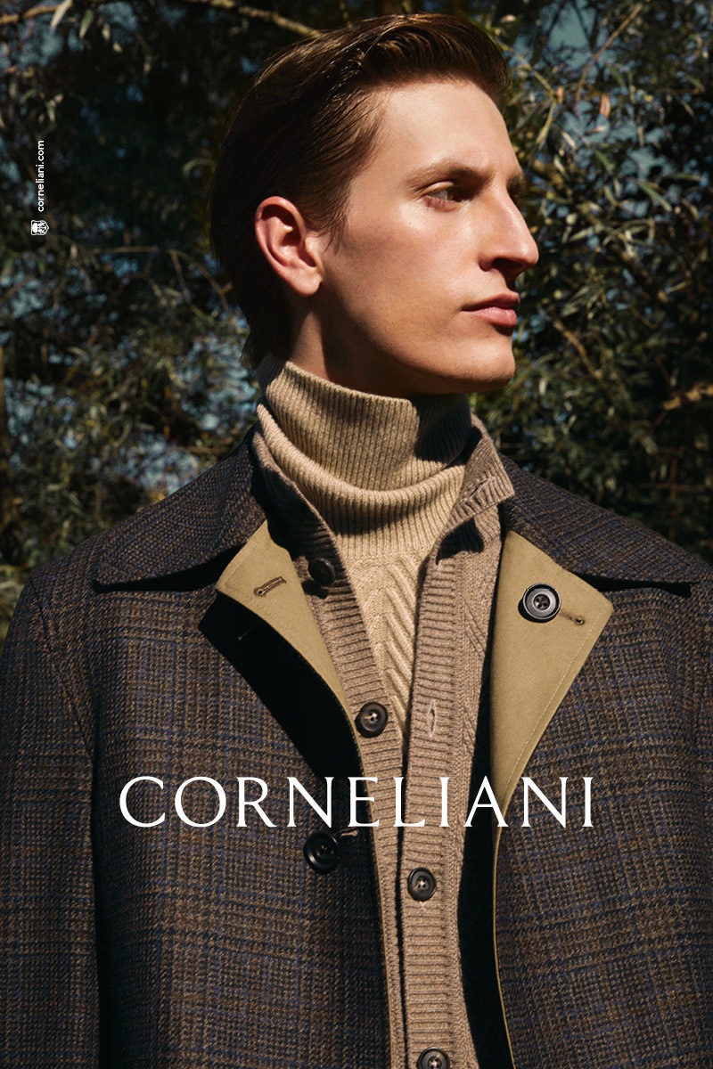 Adriano Russo photographs Theodor Pal for Corneliani's fall-winter 2021 campaign.