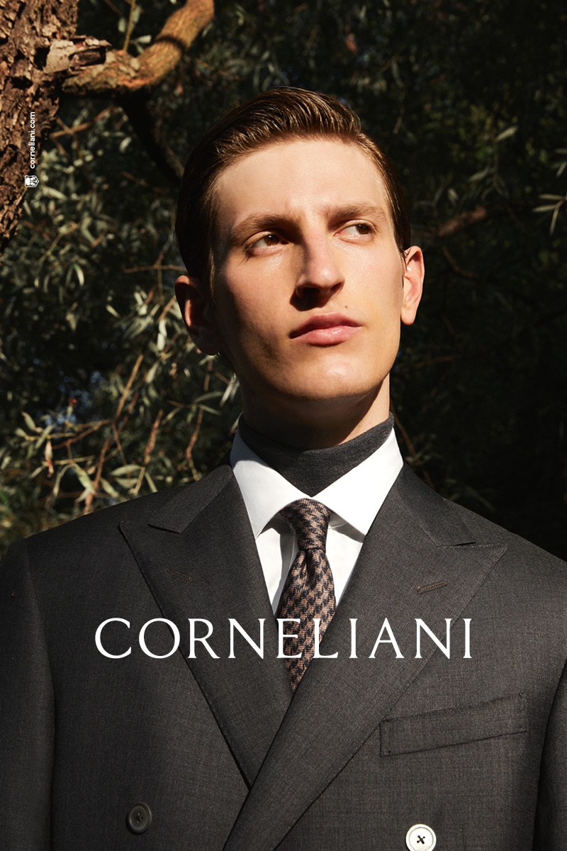 Corneliani enlists model Theodor Pal as the star of its fall-winter 2021 campaign.