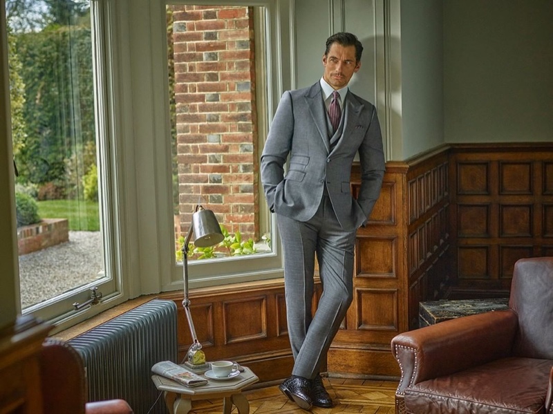 A smashing vision, David Gandy models a gray suit from Dolce & Gabbana's Made to Measure line.