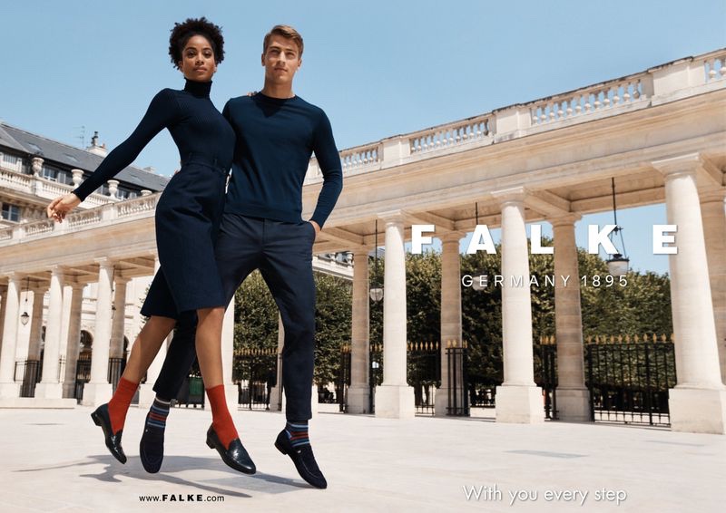Khadia Beauvallet and Andrej Halasa appear in FALKE's fall-winter 2021 campaign.