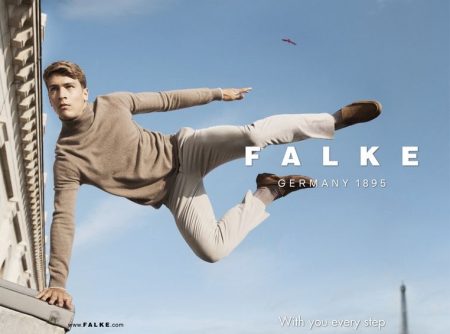 Andrej Halasa takes flight for FALKE's fall-winter 2021 campaign.