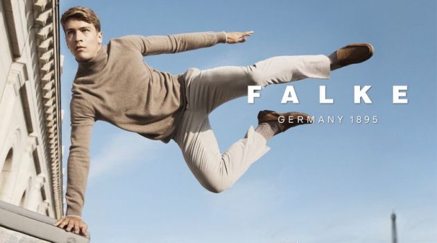 Andrej Halasa takes flight for FALKE's fall-winter 2021 campaign.